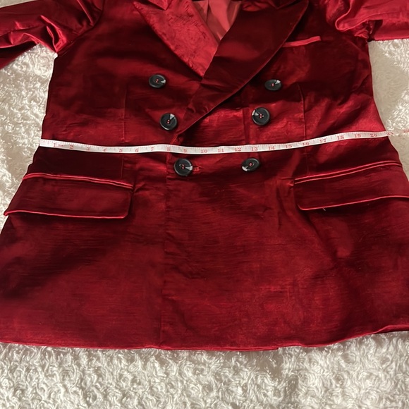 FREE PEOPLE Ashby Brushed Velvet Holiday Christmas Red Blazer Oversized Size M - Picture 16 of 16